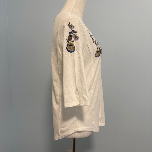 Sundance 3/4 Sleeve Embroidered White‎ Cotton Top Size M - Picture 5 of 9